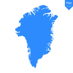 Blue map of Greenland isolated on white background. Vector illustration eps10. © Arif Hama