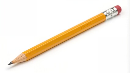 Yellow pencil with eraser, writing tool, stationary item, minimalist design, copy space