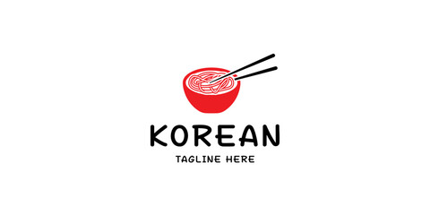 Simple Korean Food Logo. Noodle logo. Korean restaurant logo.