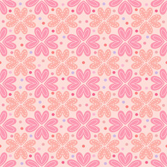 Heart of Flowers with polka dot. Pink theme On seamless pattern.vector.