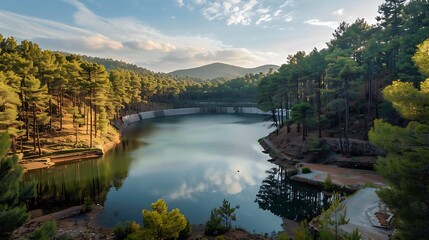 Fototapeta premium Landscape view of Pang Ung lake in Mae Hong Son, Thailand