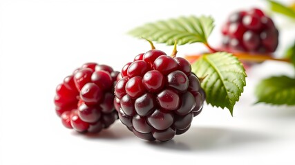 Black Raspberry Isolated on White - High-Resolution Photorealistic Image