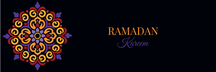 Ramadan Kareem. Dark background in Islamic style.