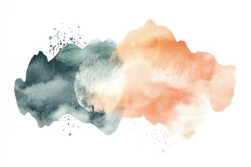 Fototapeta premium Abstract Watercolor Shapes with Textured Elements