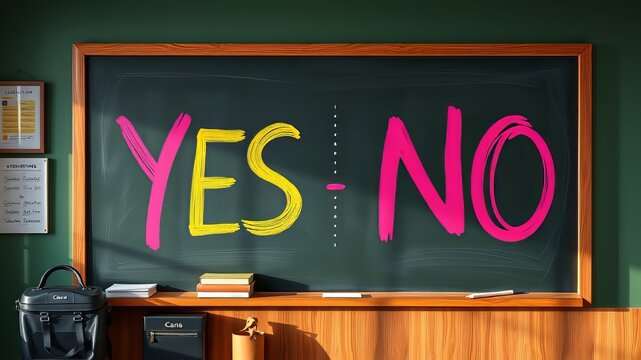 Chalkboard Yes No Decision Making Choice AI Photo