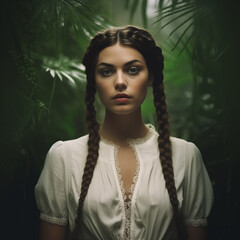 Young beautiful woman`s hair style