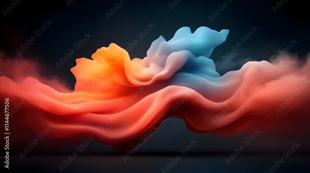 Poster mesmerizing animation of a vibrant undulating wave packet propagating through a serene ethereal digi