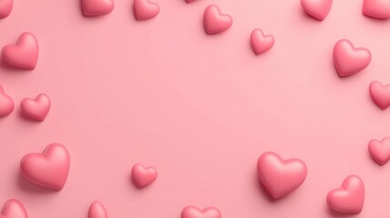 Valentines Day minimal background, muted blush tone with smooth 3D heart shadow effect, elegant and clean, 3D illustration