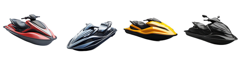Collection of Jet ski with a sleek, high-performance design. isolated on white background.