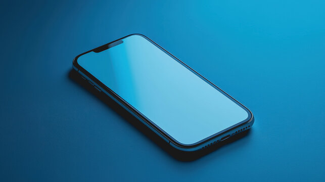 Sleek modern smartphone on a blue gradient background showcasing minimalistic design and vibrant color contrast perfect for technology and lifestyle themes