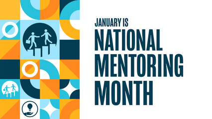 January is National Mentoring Month. Holiday concept. Template for background, banner, card, poster with text. Vector EPS10 illustration.