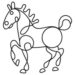 Cute horse cartoon characters vector illustration. For kids coloring book.