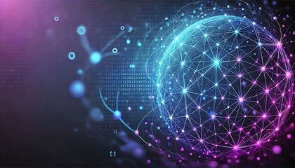 Fototapeta premium interconnected nodes forming a global network, data flow visualization, digital communication network, global connectivity concept background