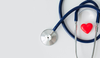 heart health, health insurance concept, yearly health checks and healthy trend. Red heart and...