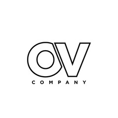 Letter O and V, OV logo design template. Minimal monogram initial based logotype.