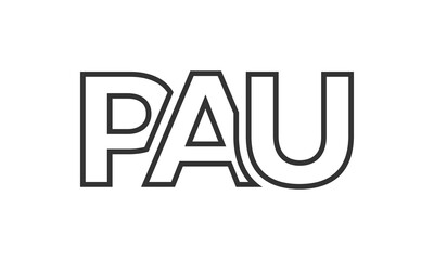 PAU logo design template with strong and modern bold text. Initial based vector logotype featuring simple and minimal typography. Trendy company identity.