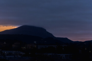 Sainte Victoire mountain in the light of an autumn morning
