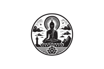Buddha silhouette icon vector illustration with white background