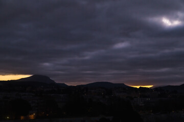 Sainte Victoire mountain in the light of an autumn morning