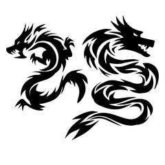 Obraz premium dragon tattoo design set, tribal dragon tattoo 