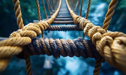 Fototapeta premium A series of ropes forming a bridge between two points