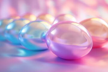 Metallic glossy easter eggs on gradient background