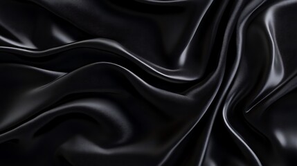 Obraz premium Black silk fabric texture as background. AI Generated