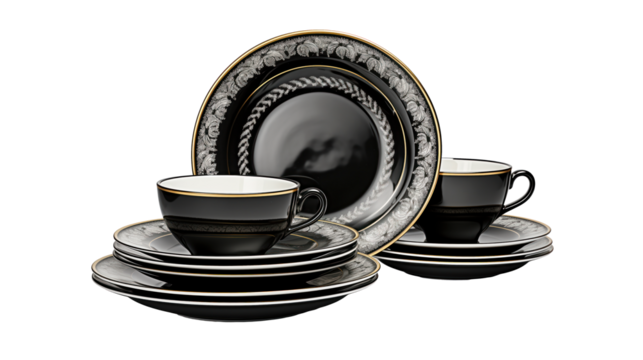 Elegant black ceramic dinner set for stylish dining