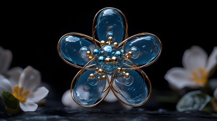 Fototapeta premium Intricate Cross Sectional 3D Visualization of Technetium Atom Showcasing its Subatomic Particle Arrangement and Electron Shell Structure