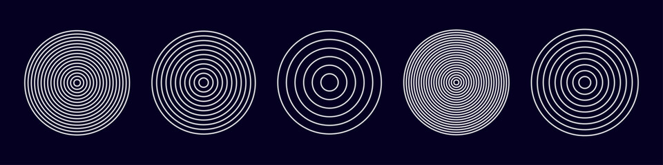 Abstract radial wave pattern with dynamic circular lines. Sound waveform design for music, audio, and technology. Flat vector illustration isolated on background.