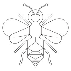 Cute kawaii cartoon character bee coloring page, vector printable worksheets for preschool.