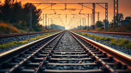 Fototapeta premium Railway Tracks - Bright, Dramatic Landscape Photography