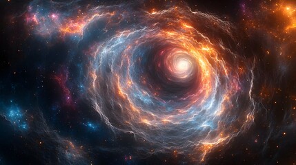 Fototapeta premium Captivating digital artwork depicting a kaleidoscopic cosmos filled with swirling galaxies pulsing nebulae and a sense of cosmic wonder
