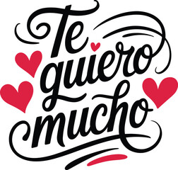 Obraz premium Spanish i love you very much typography illustration - Te amo mucho ilustración de tipografía
