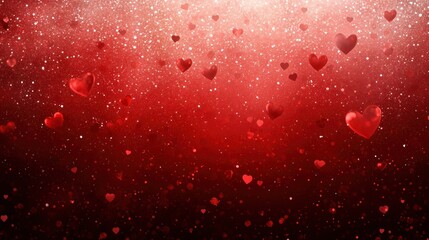 Red hearts falling on a sparkly background.