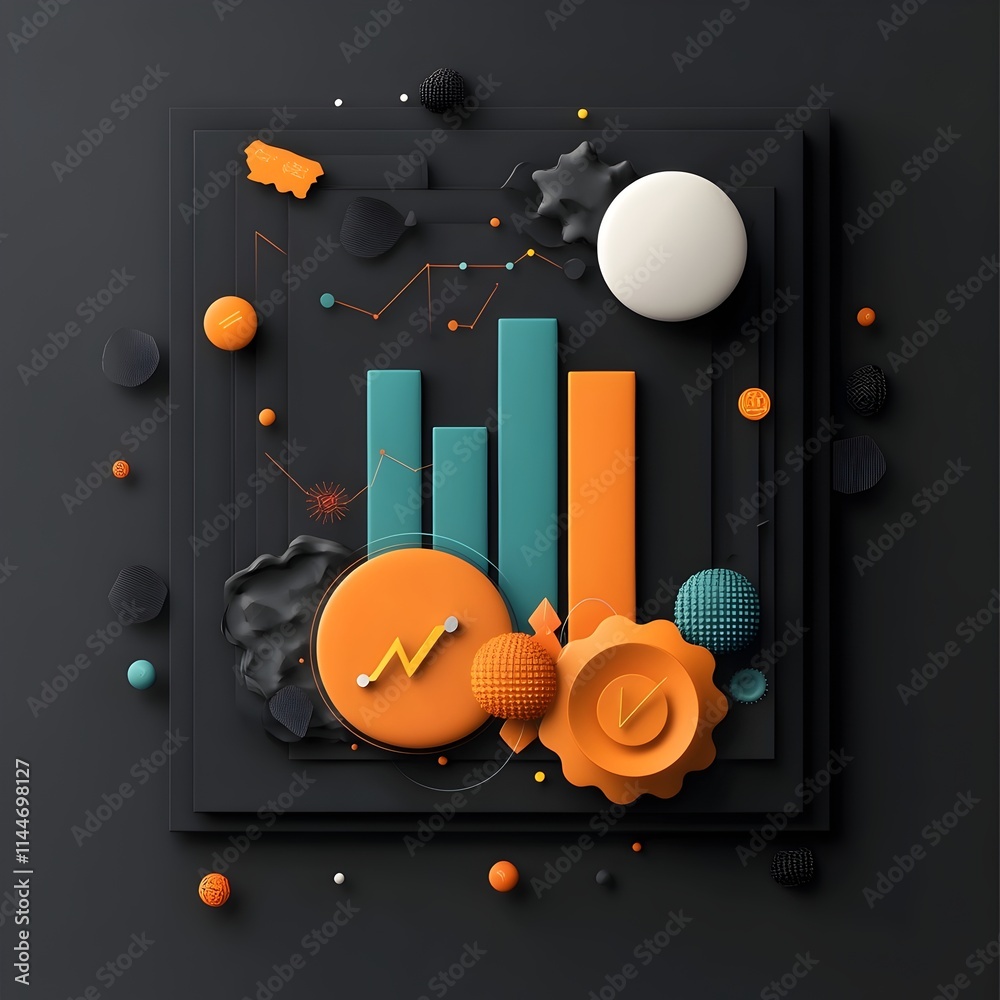 Poster stylized data visualization showcasing consumer preference trends through an abstract geometric comp