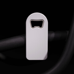 Branded plastic bottle opener mockup. 3D rendering