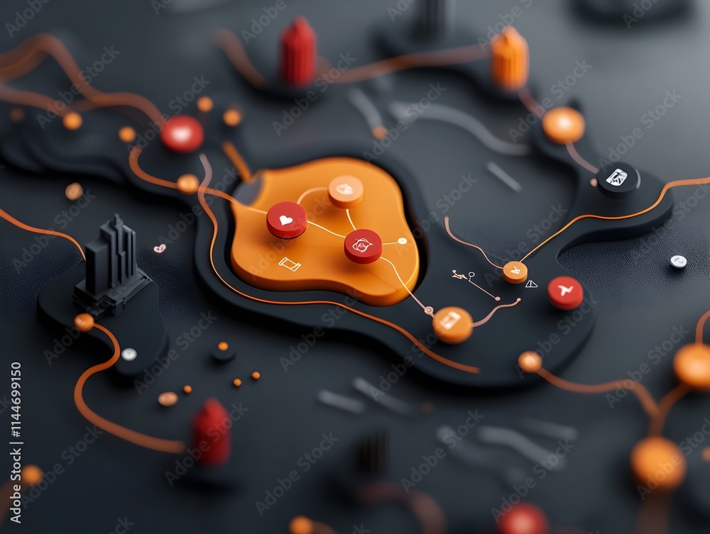 Poster dynamic data visualization showcasing abstract nodes and edges representing social engagement patter