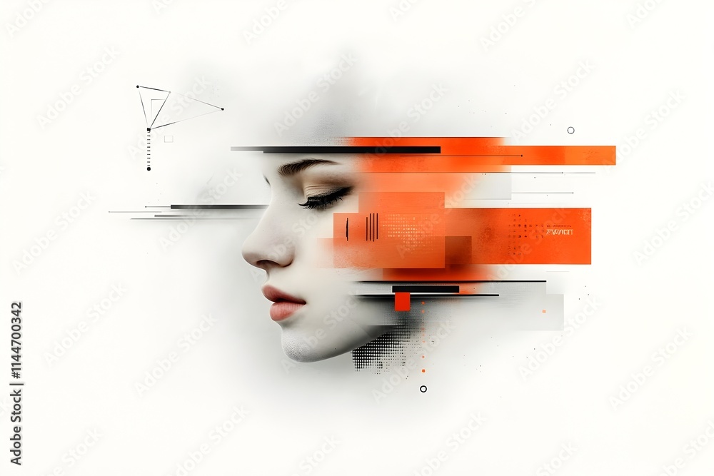 Poster captivating digital canvas exploring the intersection of art and technology featuring glitched out t