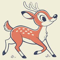 Fototapeta premium Christmas Reindeer Character Cartoon Animation Vector Illustration in Fun Style