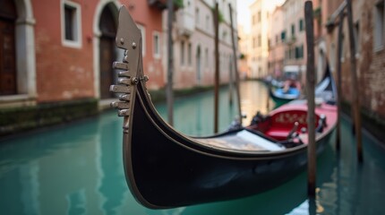 close-up of a beautifully crafted gondola with intricate details and a polished finish
