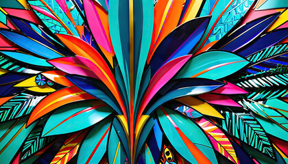 Abstract Composition of Multicolored Glossy Leaves