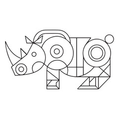 Rhinoceros Coloring Page Colored Illustration