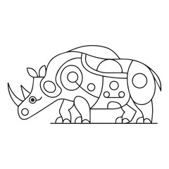 Rhinoceros Coloring Page Colored Illustration