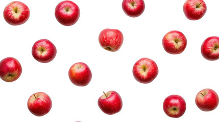 Red apples scattered on transparent background