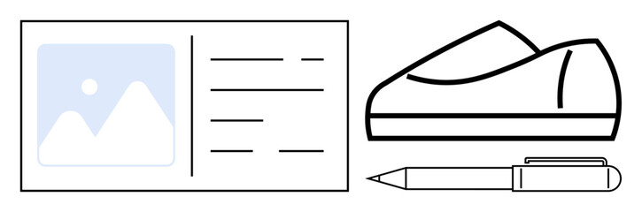 ID badge beside a closed stapler and pen, emphasizing identification and office essentials. Ideal for presentations, office setups, professional identity, admin tasks, supply management, business