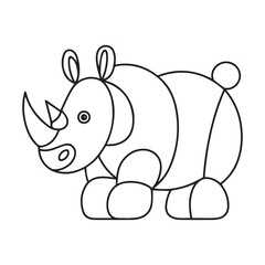 Rhinoceros Coloring Page Colored Illustration