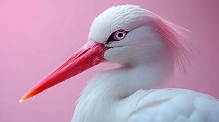 A white bird with a pink beak and red eyes © Meffl