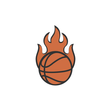 Basketball with flameable for sport icon illustration