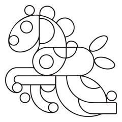 sea ​​horse black and white vector illustration for coloring book